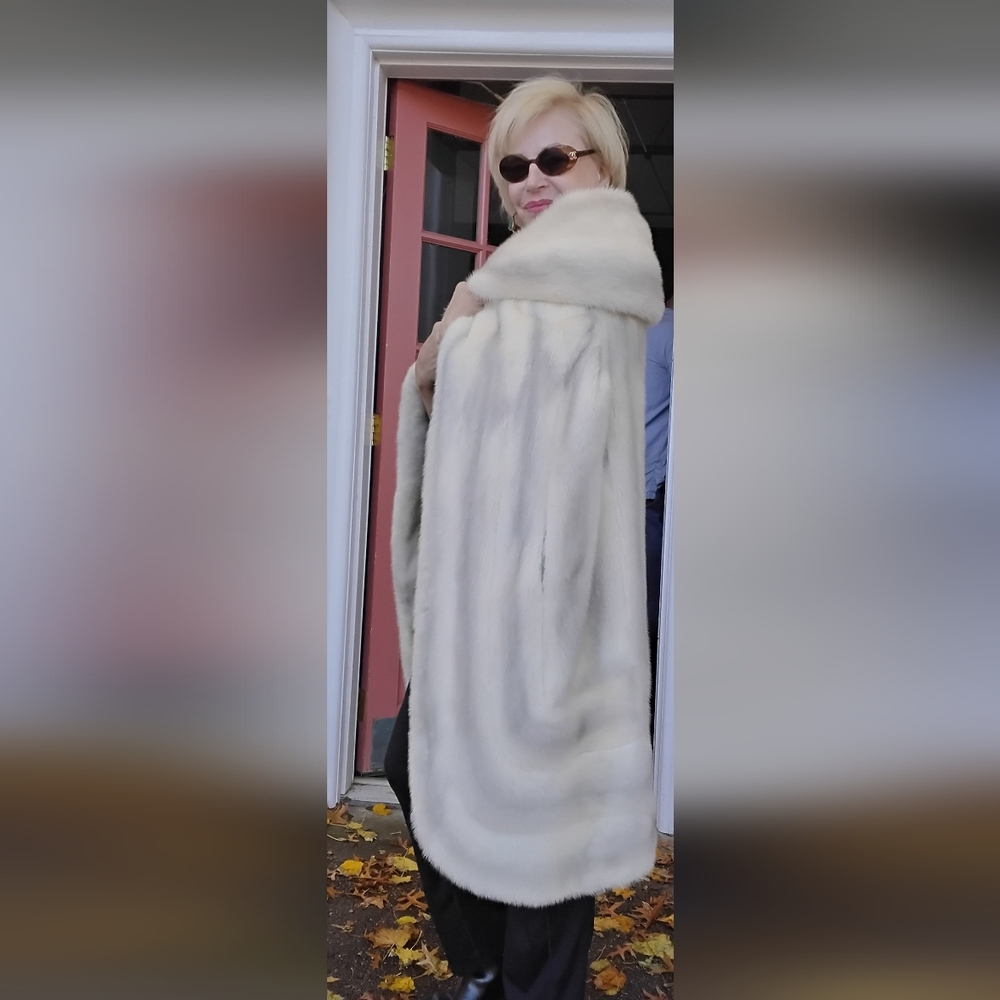 Silver Sable Mink Fur Cape Coat